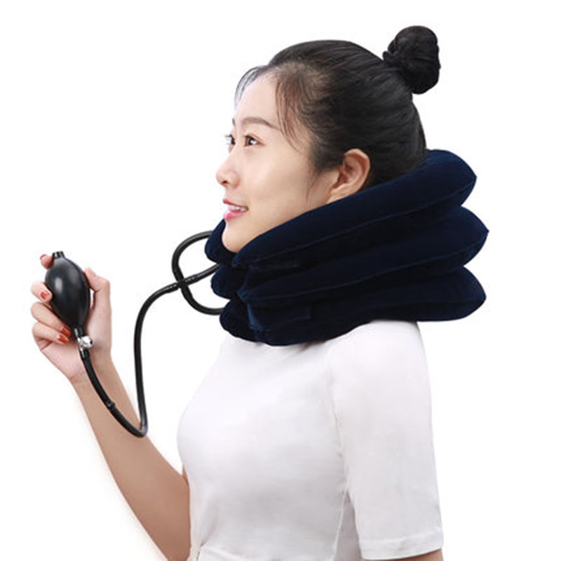 便携式充气颈椎牵引仪器家用保健器多色全绒牵引仪器单管三管